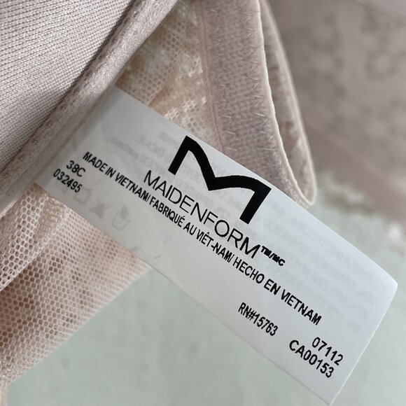 Maidenform Bra Womens 38C Pink Lace Racerback Front Close Contour T-Shirt New - Picture 3 of 9